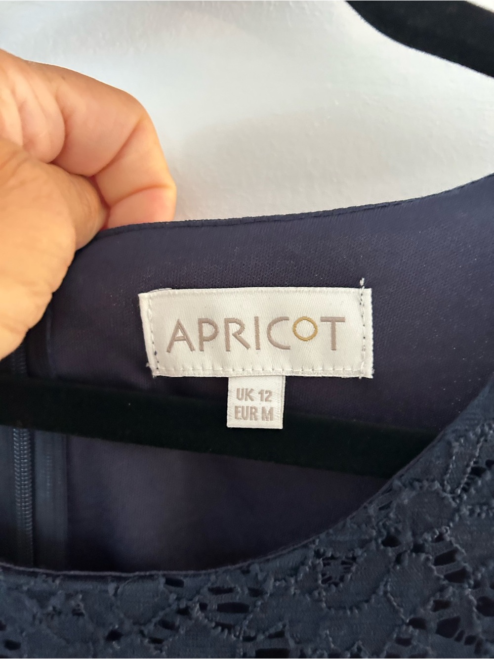 APRICOT Navy Lace Fit-and-Flare Dress with Ivory Hem - Picture 4 of 9
